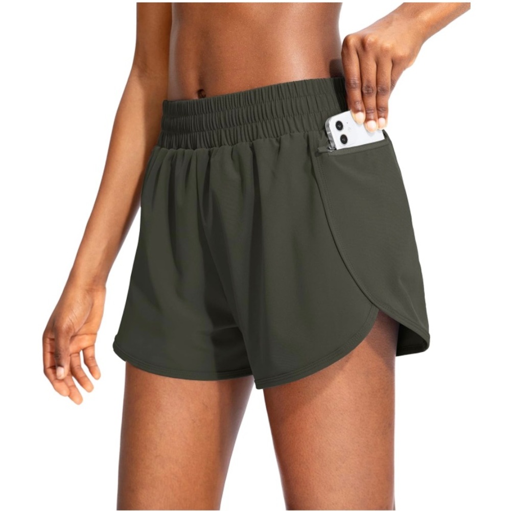 Soothfeel Womens Running Shorts with Zipper Pockets High Waisted Athletic Gym